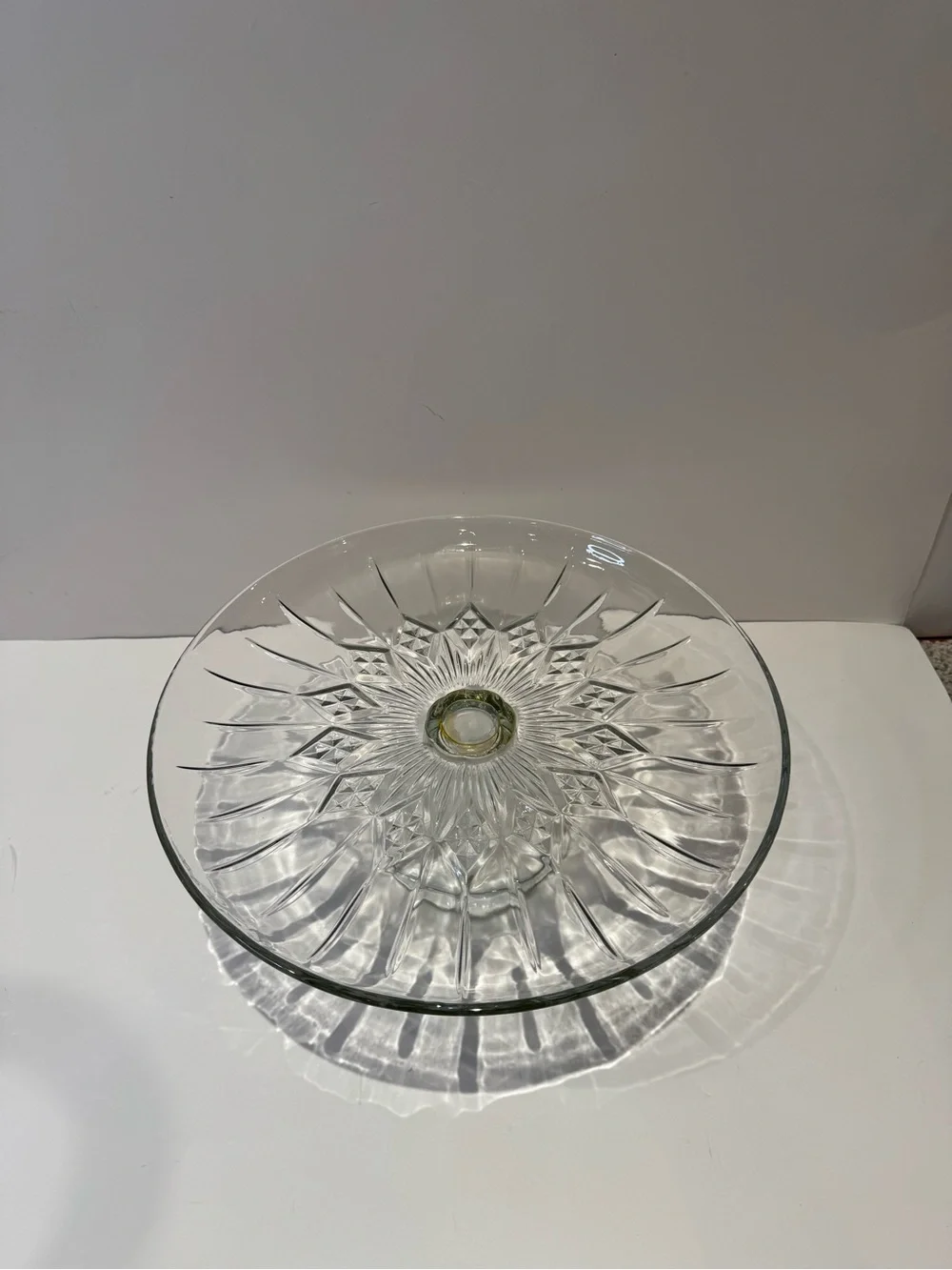Vintage Etched Crystal Glass Footed Pedestal Dish / Compote Bowl